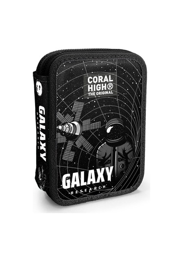 Coral High İki Katlı Düzenleyici Kalem Kutusu - Siyah Galaxy, Erkek Çocuk, Siyah Galaxy Beyaz - Siyah