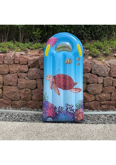 Honeybeeshop Yaz İçin Şişme Çok Renkli Dalga Tahtası Hindistan Cevizi Ağacı Desenli Kalın Pvc Tutma Kolu Su Malzemeleri 1pc