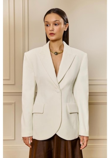 Siyay Bellean Blazer Ceket Beyaz