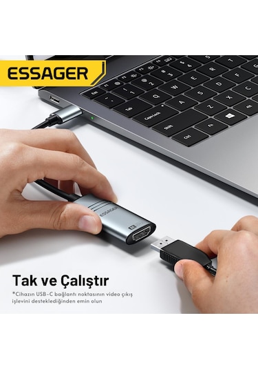 Essager 8k 60hz Type C To Hdmi Çevirici Adaptör, Ses Ve Görüntü Aktarıcı, Type C Hdmi Ekran Çoğaltıcı