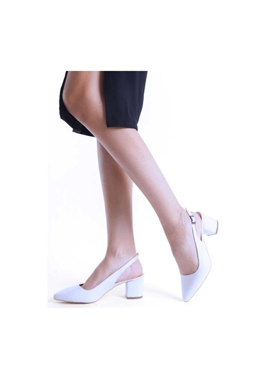 Zlato Kadın Beyaz Arkası Açık Stiletto Topuklu Ayakkabı