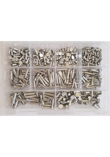 Alüminyum Dövme-Ezme Perçin Seti 435 Parça -Farklı Ölçülerde Set