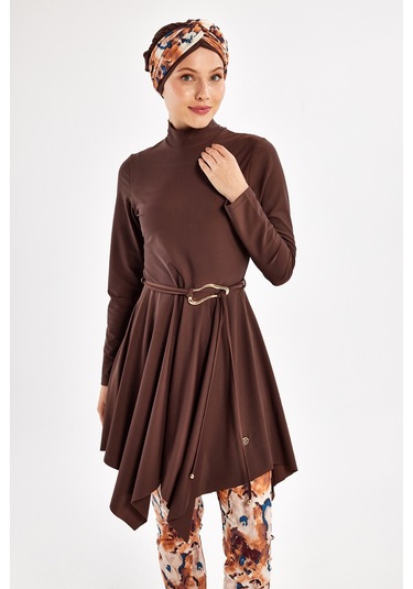 Likralı Tam Kapalı Tesettür Mayo 1122 Kahverengi Kahverengi