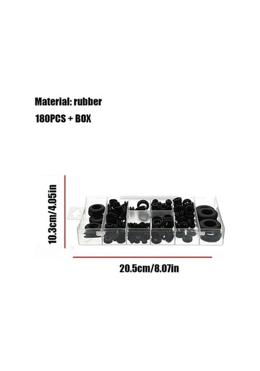 Pazly 180 Adet Siyah O Ring Kauçuk Yıkama Contaları Kauçuk Grommet Çeşitleri Kiti Electrica Gasket O-ring Contalar Alet Takımı