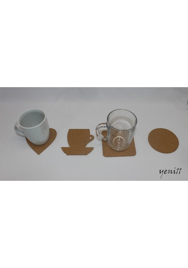 Mantar Bardak Altlığı Şekil Seçenekli 6 Adet Kahverengi