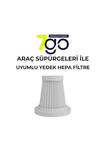 7go Ahv-14 Araç Süpürgesi İle Uyumlu Yedek Hepa Filtre Beyaz