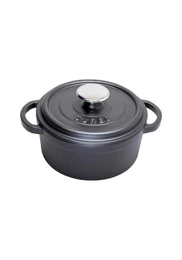 Sürel Döküm 20 Cm Yuvarlak Tencere Mat Siyah Siyah