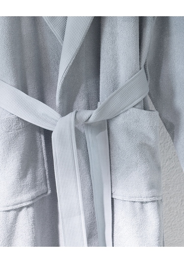 Madame Coco Carole Unisex %100 Pamuk Bornoz Set - Açık Gri - Lüks Koleksiyon Gri