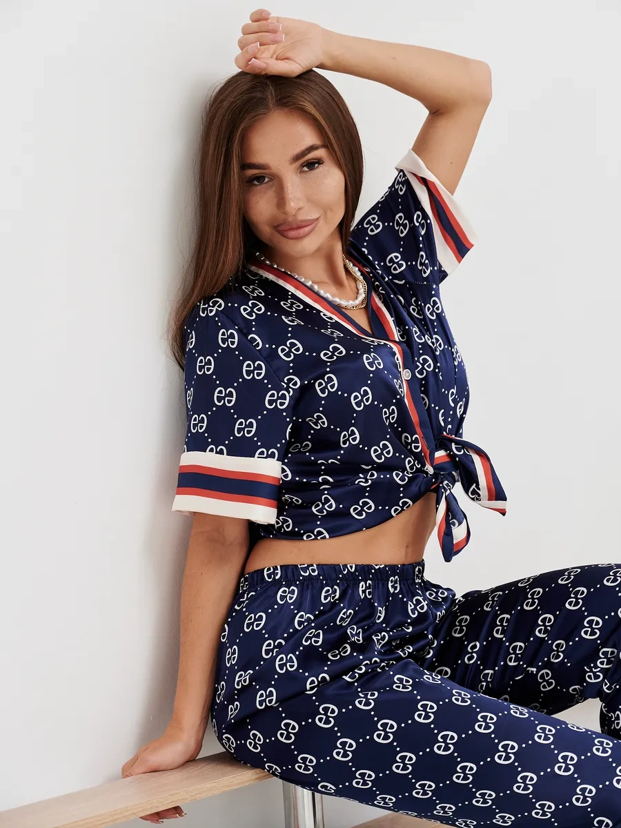 Pjms Is Good Pançalı Ve Gömlekli İpek Pijama Takımı 262999343 Mavi