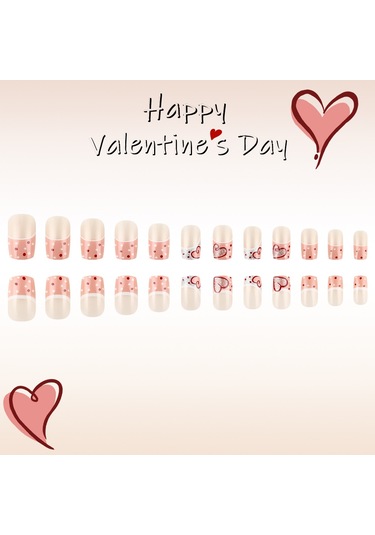 Kısa Parlak Günlük Takma Tırnaklar Puantiyeli Yeni Aşk Tırnak Parıltılı Tırnak Sanatı 24 Adet Takma Tırnak Dahil Aletlerys537