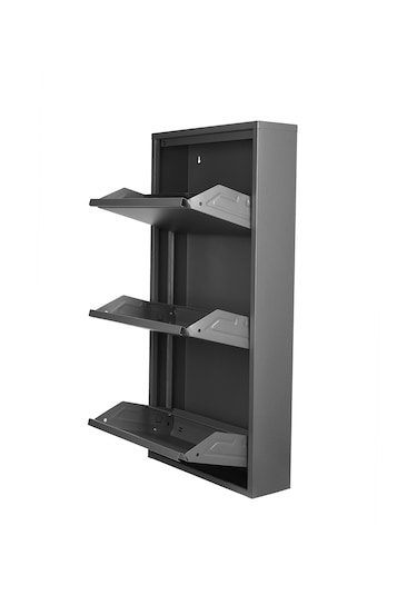 Kaser Metal 3'lü Metal Ayakkabılık Antrasit