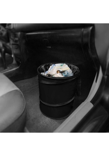 Siyah 16x20 Cm Su Geçirmez Taşınabilir Katlanabilir Büyük Çöp Kovası Atık Konteyneri Çoğu Araba, Polietilen, Suv Ve Kamyona Uyar