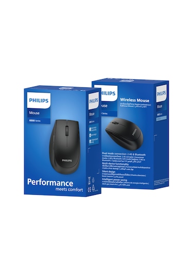 Philips Spk7627 Kablosuz Bluetooth Dual Mod 1600dpı 6 Tuşlu Sessiz Optik Mouse Siyah Spk7627-black