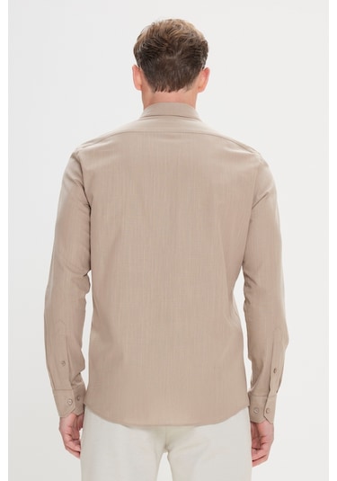 AC&Co / Altınyıldız Classics ERKEK VIZON Tailored Slim Fit Dar Kesim Düğmeli Yaka %100 Pamuk Gömlek Vizon AC&Co / Altınyıldız Classics ERKEK VIZON Tailored Slim Fit Dar Kesim Düğmeli Yaka %100 Pamuk Gömlek Vizon