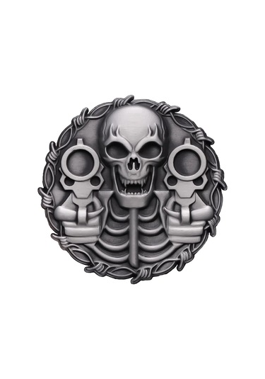 Pınsalot Kafatası Karga Emaye Broş - Motosiklet Kulübü Rozeti, Punk Gotik Takı Hediyesi Rodyum Kaplama Siyah Siyah