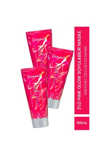 3'lü Pink Glow Greyfurt Özlü Detoks Etkili Soyulabilir Maske