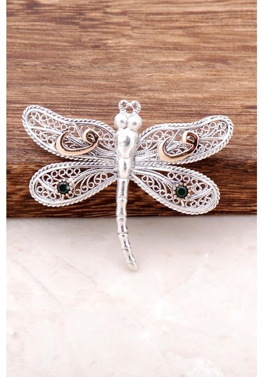 Telkari İşlemeli Yusufçuk Tasarım Gümüş Broş 312