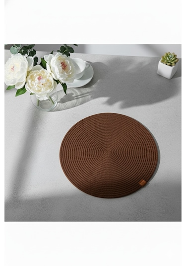 Amerikan Servis Runner 6 Lı Sunum Supla Çeyiz Takımı Örgü Tabak Altı Yanmaz Kahverengi