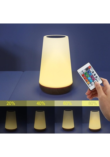 Uzaktan Kumandalı Dokunmatik Kontrollü Renkli Gece Lambası Rgb Renk Değiştiren Atmosfer Lambası Beyaz