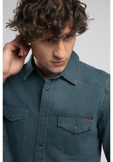 Lee Cooper Worner 2 Erkek %100 Pamuk Jean Gömlek-19655 Siyah