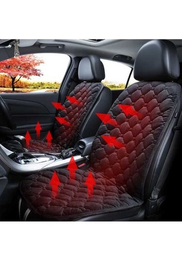 Wondernest Araba 12v Ön Koltuk Isıtıcı Minder, Kışlık Sıcak Kapak, Çift Koltuk Siyah