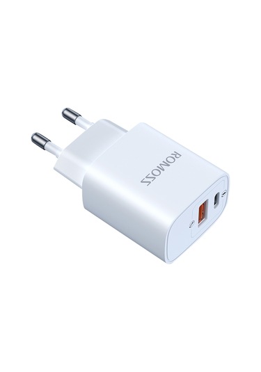 Jeemson Beyaz Romoss Çift Port Usb-a+type-c 20w Hızlı Şarj Cihazı - Qc 3.0 Pd 3.0 Desteği, Seyahat Ve Dış Mekan İçin Kompakt Tasarım