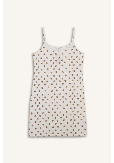 Defacto Regular Fit U Yaka Askılı Gecelik-fall İn Love F5921ax25smer85 Ekru