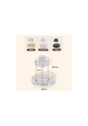 Novahub 360 Döner 2 Katlı Makyaj Organizatörü - Beyaz Banyo/tuvalet Düzenleyici Beyaz