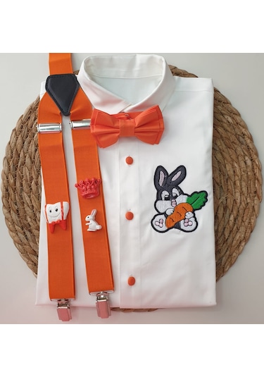 Cool Party Shop Diş Buğday Askı Papyon Gömlek Turuncu