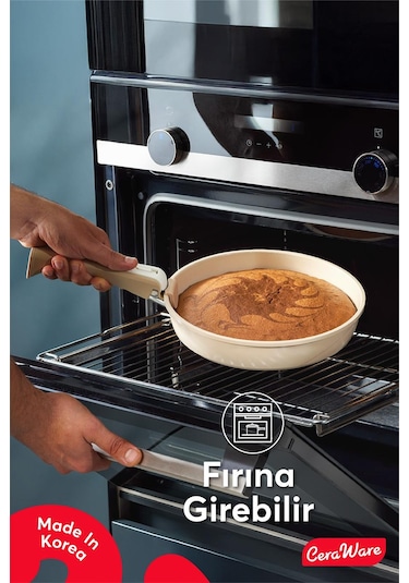 Ceraware Hona Daily 9 Parça Tak Çıkar Saplı Iç Içe Geçebilen Seramik Yapışmaz Tencere Tava Seti Bej