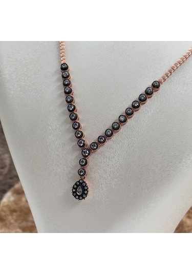 Elmas Montür Rosegold Su Yolu Damla Gümüş Set Takım Rose Gold