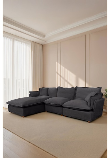 Lavinia Giydirilebilir Kılıflı L Köşe Koltuk Antrasit