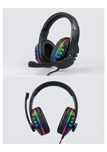 Led Oyun Kulaklığı Gürültü İzolasyonlu Mikrofonlu, Ses Ayar Tekerlekli, Ps4/ps5/xbox/pc