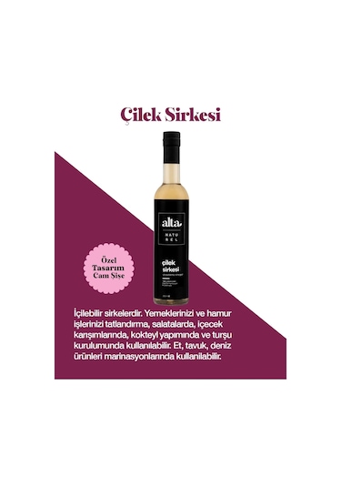 Alta Naturel Doğal Fermente Çilek Sirkesi 250 ML
