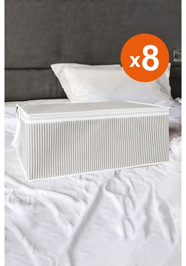 8 Adet Baza Altı Büyük Boy Düzenleyici Kumaş Hurç Gri 45 65 22 Cm Diğer