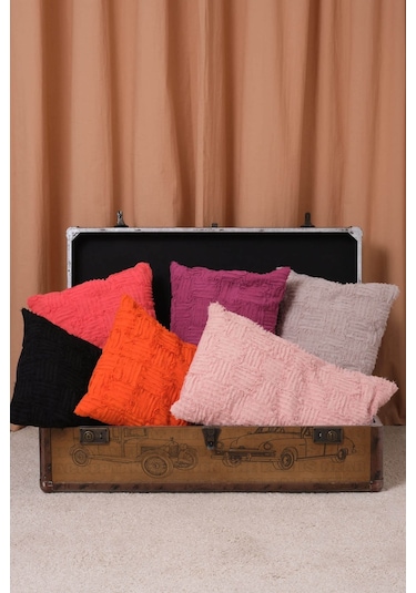 Peraluna Foam Pıllow Şifon Şerit Triko Yastık Kılıfı 60x40 Cm Turuncu - Turuncu