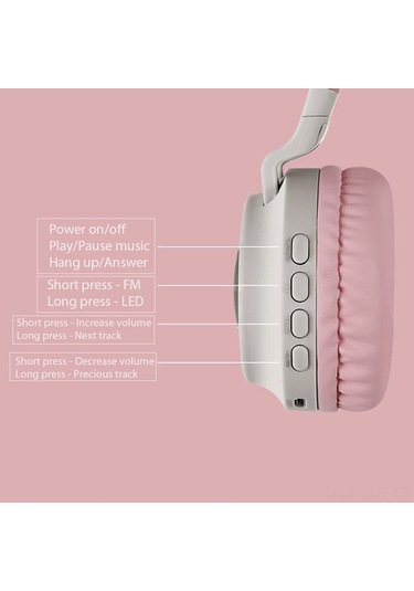 Geeroyoo Kablosuz Led Işıklı Kat Kulaklık - Mikrofonlu, Katlanabilir, Tf Kart Ve Aux Girişli, 40mm Hoparlör, 400mah Pil