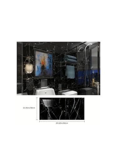 Kenpazar Siyah Mermer Desenli Alüminyum Plastik Duvar Sticker