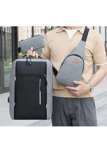 Çok Fonksiyonlu Çanta 3 Parça Bilgisayar,okul Ve İş Çantası