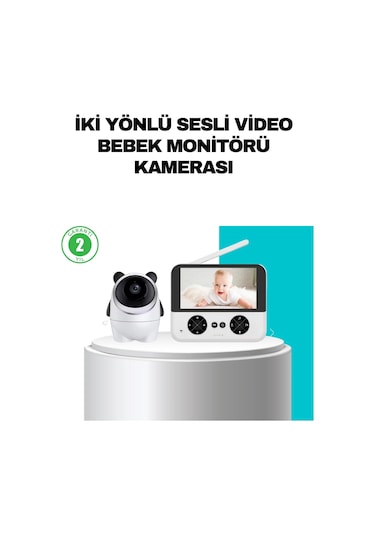 720p Bebek Kamerası Uzaktan Kontrollü Gece Görüşlü Monitör -