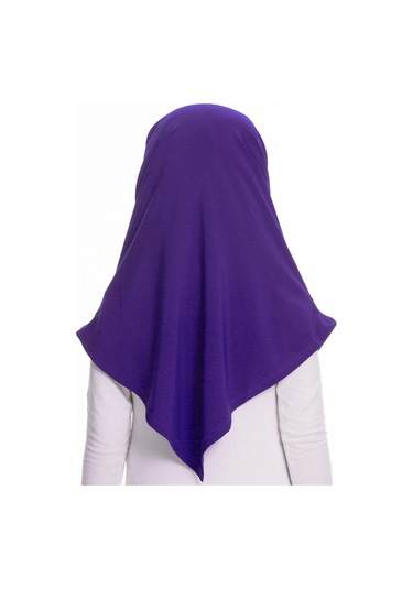Mor Pratik Hazır Geçmeli Çocuk Tesettür Bone Sandy Kumaş Kendinde Mor