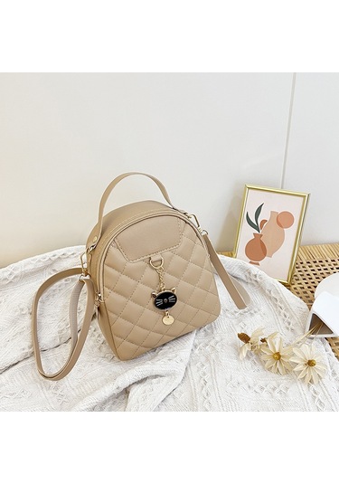 Tuomeng Kadın Modası Çok Yönlü Günlük Düz Renk Sırt Çantası Haki Haki