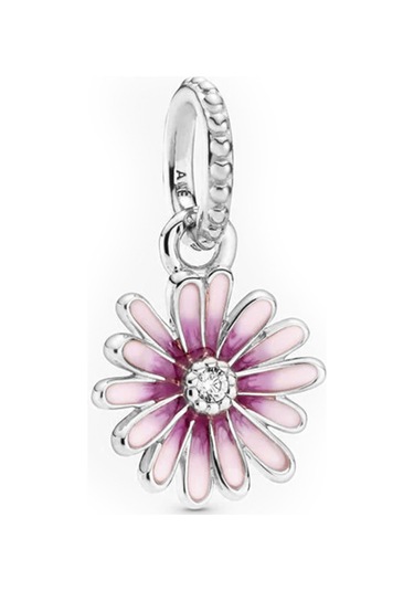 Nur Silver Pembe Detay Papatya Gümüş Charm Nur-bl00346