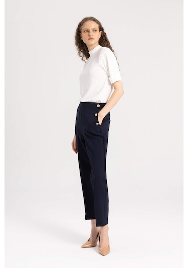 DeFacto Carrot Fit Havuç Kalıp Kumaş Pantolon Basic Düz Cepli Yüksek Bel Düz Paça B1238AX25SPNV28