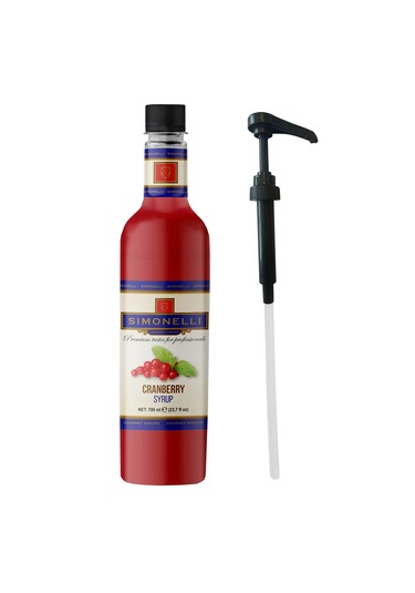 Simonelli Kahve ve Kokteyl Şurubu Kızılcık Aromalı 700 ML + Pompa