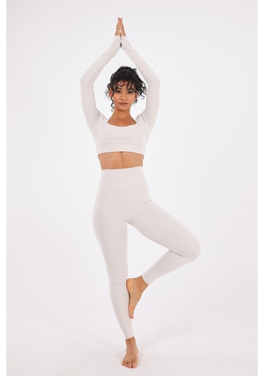 Scorp Eclipse Kadın Yüksek Bel Fitness Spor Tayt Bej STANDART