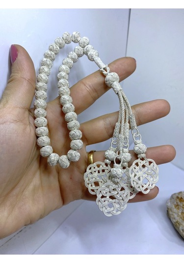 Gümüş Kazaziye El İşçiliği Aşk Düğümü Dört Sallantılı Orta Boy Tesbih- Hediyelik- Özel Ürün