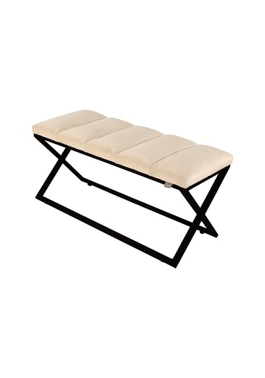 Varcera Black- Krem Dilimli Model Puf & Bench & Koltuk & Oturma Bankı & Yatak Odası Önü