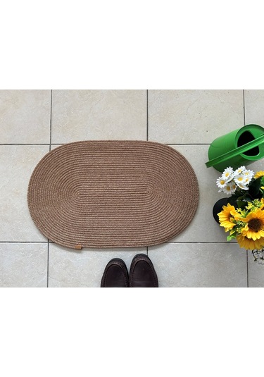 Jüt Düz Banyo Paspası Oval 45 X 75 Kahverengi