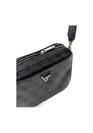 Guess Kadın Monogram Desenli Geniş Askılı Kamera Çantası - Antrasit Antrasit